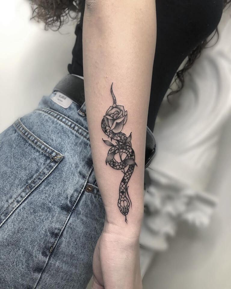 snake and rose tattoo