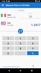 conversion rate mexican peso to us dollar