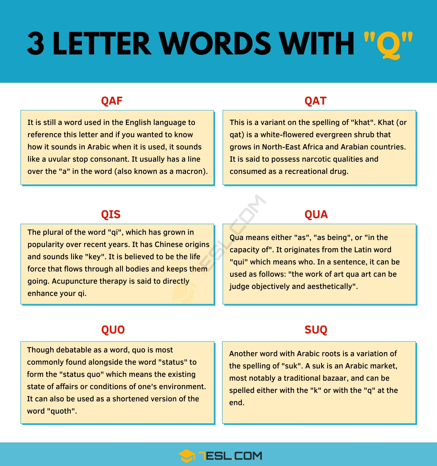 three letter word ends in q