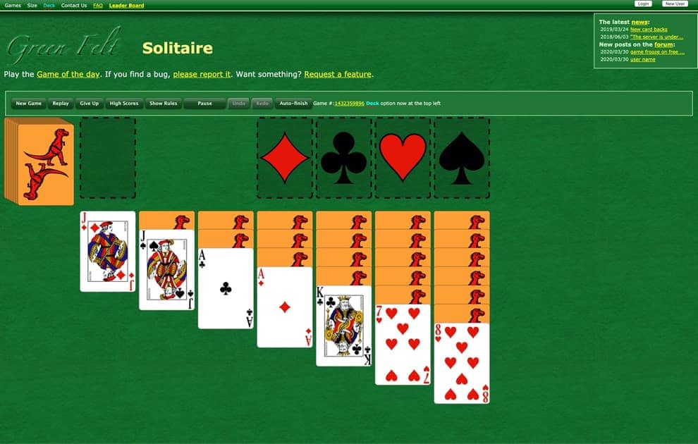 green felt freecell solitaire