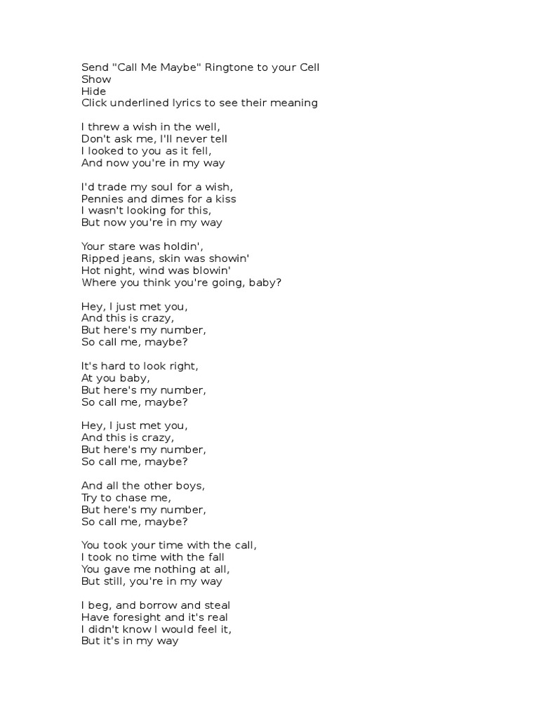 call me me maybe lyrics