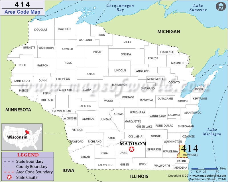 414 area code zip code