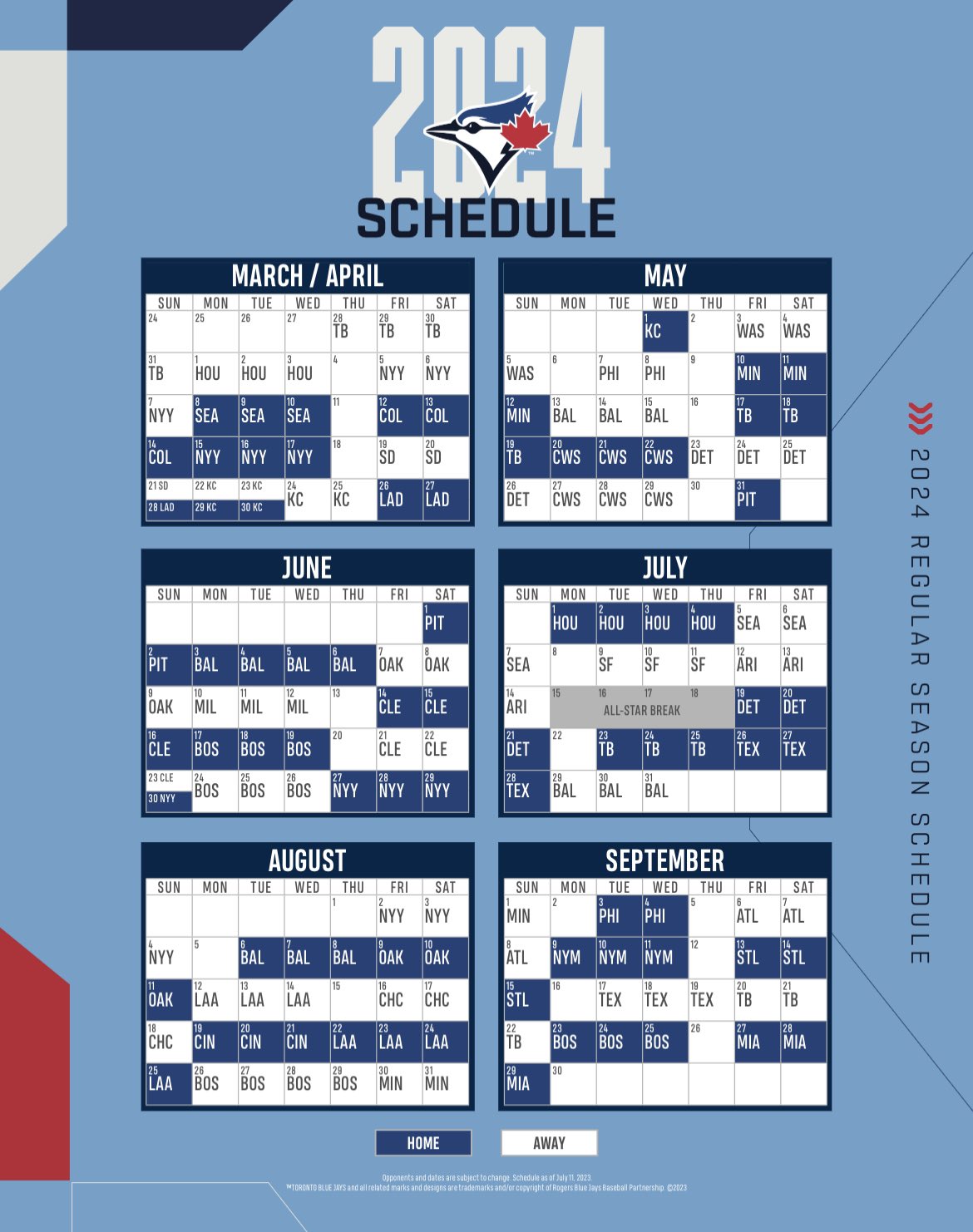 toronto blue jays schedule 2023 printable