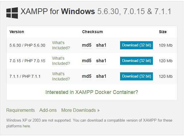 xampp download for windows 7