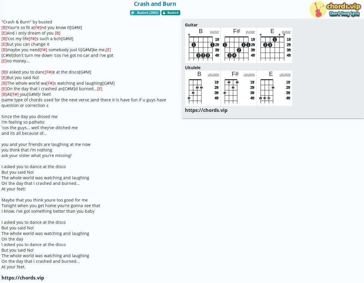 crash and burn chords