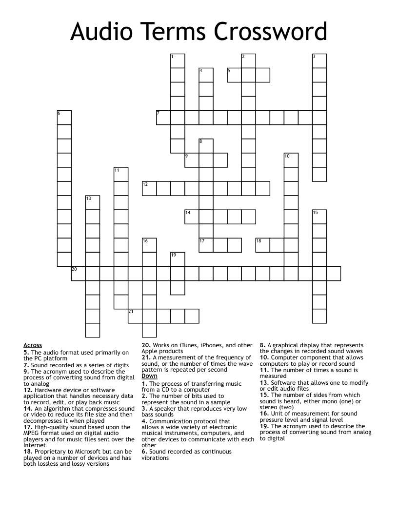 internet audio crossword clue