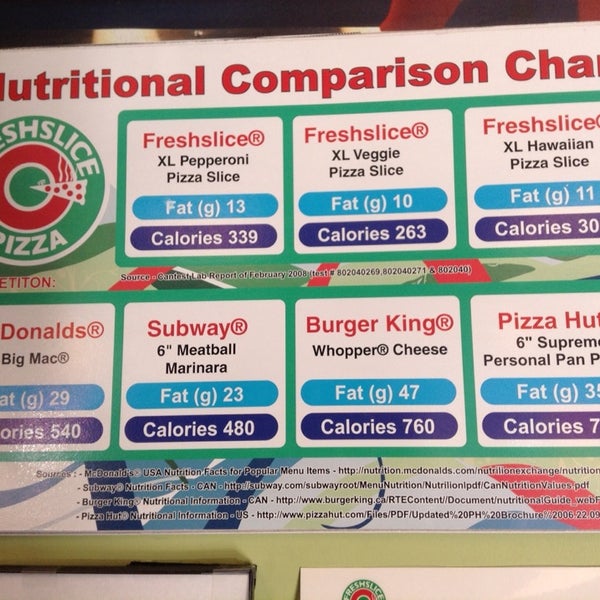 freshslice pizza calories