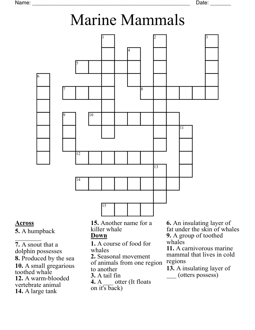 mammal type crossword clue