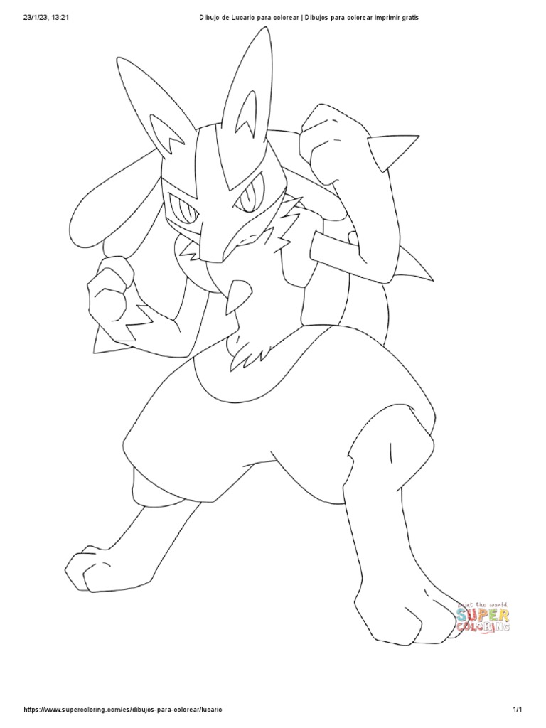 lucario para colorear