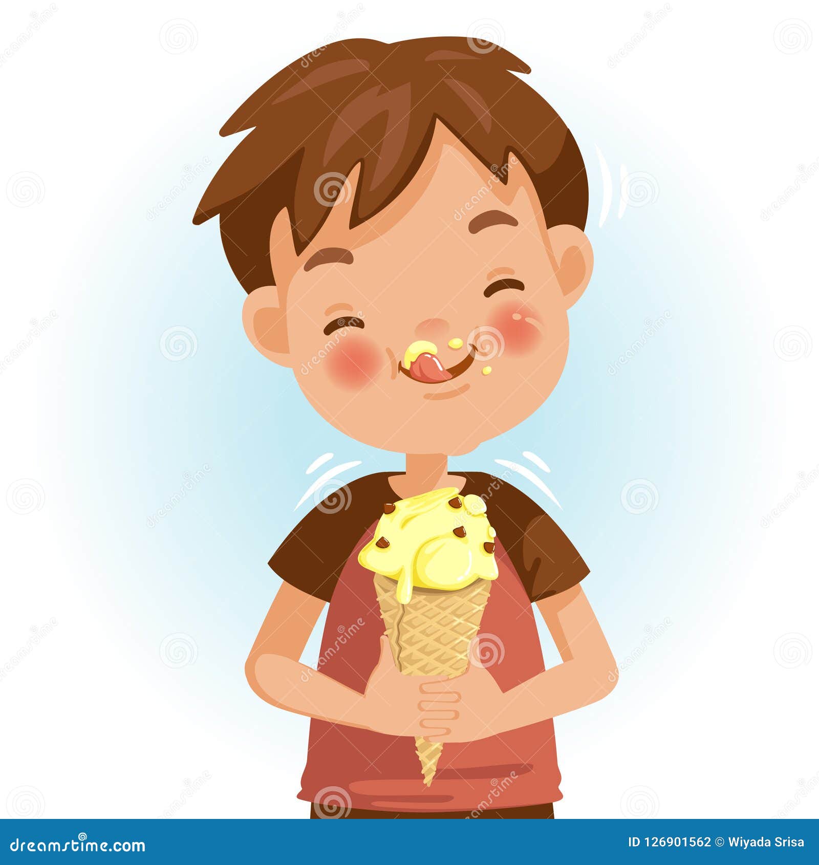 cartoon boy eating ice cream