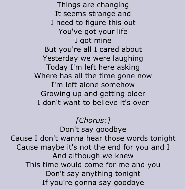 lyrics saying goodbye