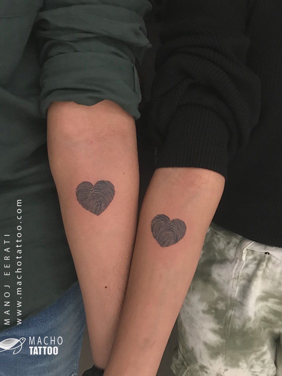 couple fingerprint heart tattoo