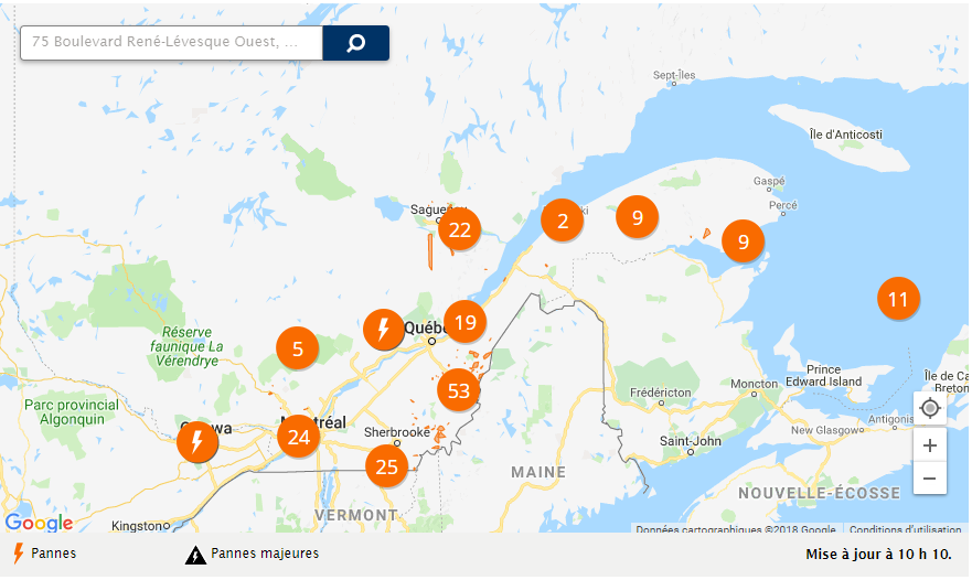 power outage map hydro quebec