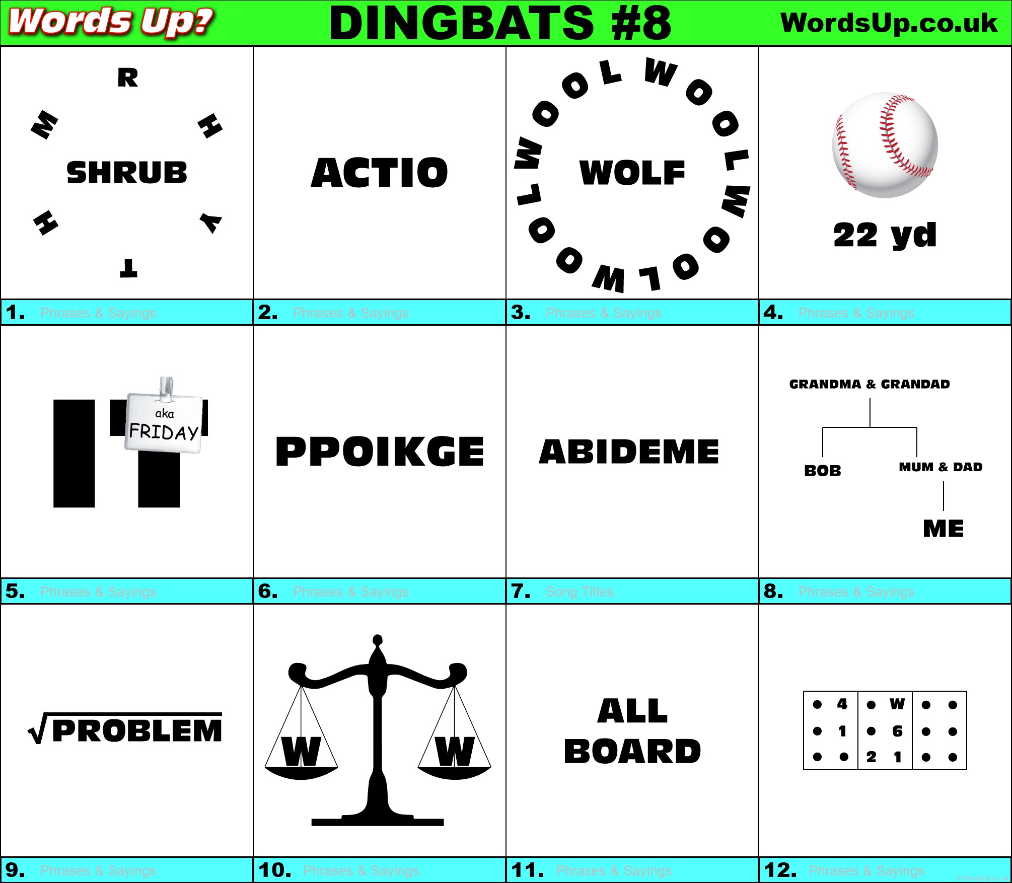 difficult dingbats with answers