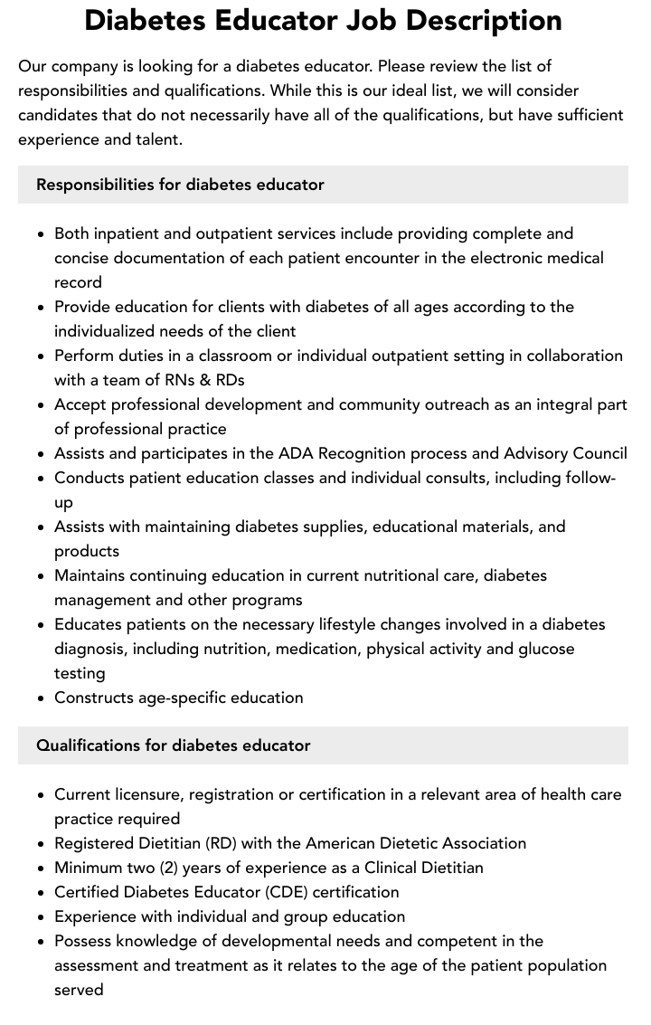 certified diabetes educator jobs