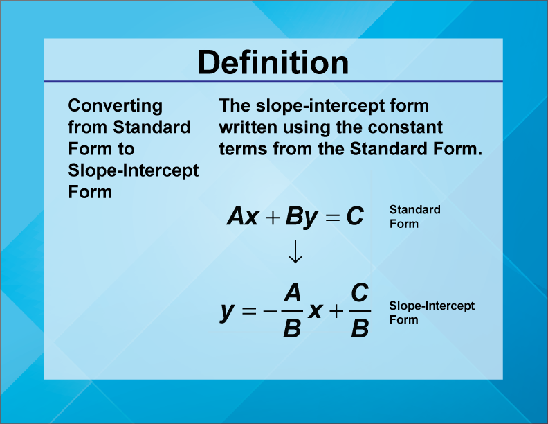 slope intercept to standard form converter