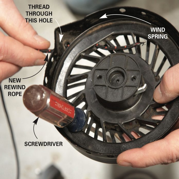 pull cord on lawn mower loose