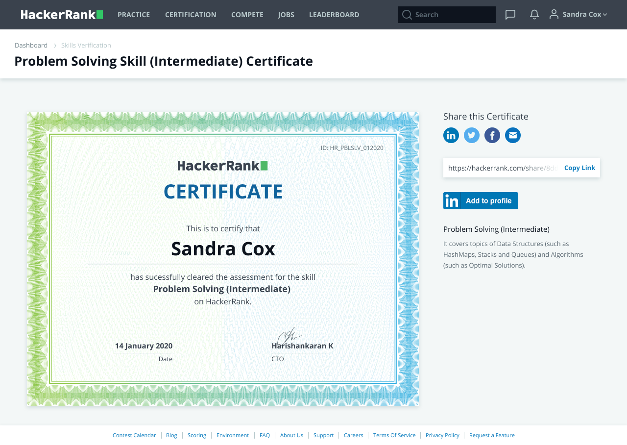 hackerrank certification