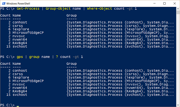 powershell group object