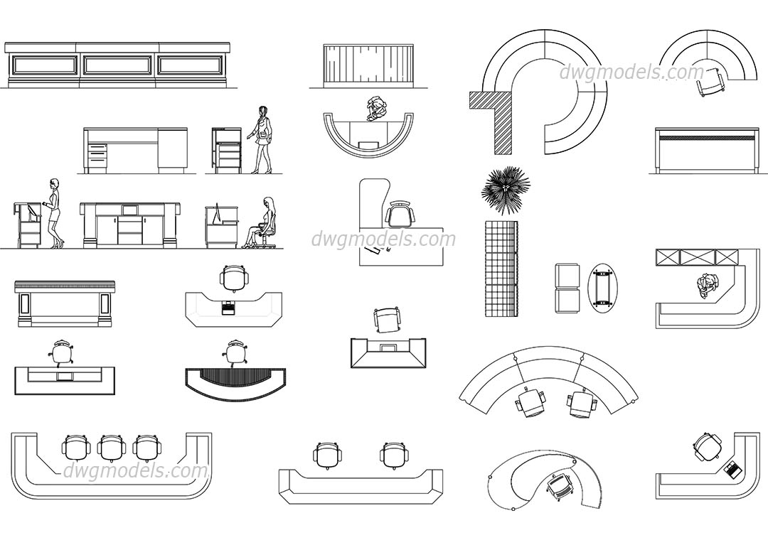 reception table cad block