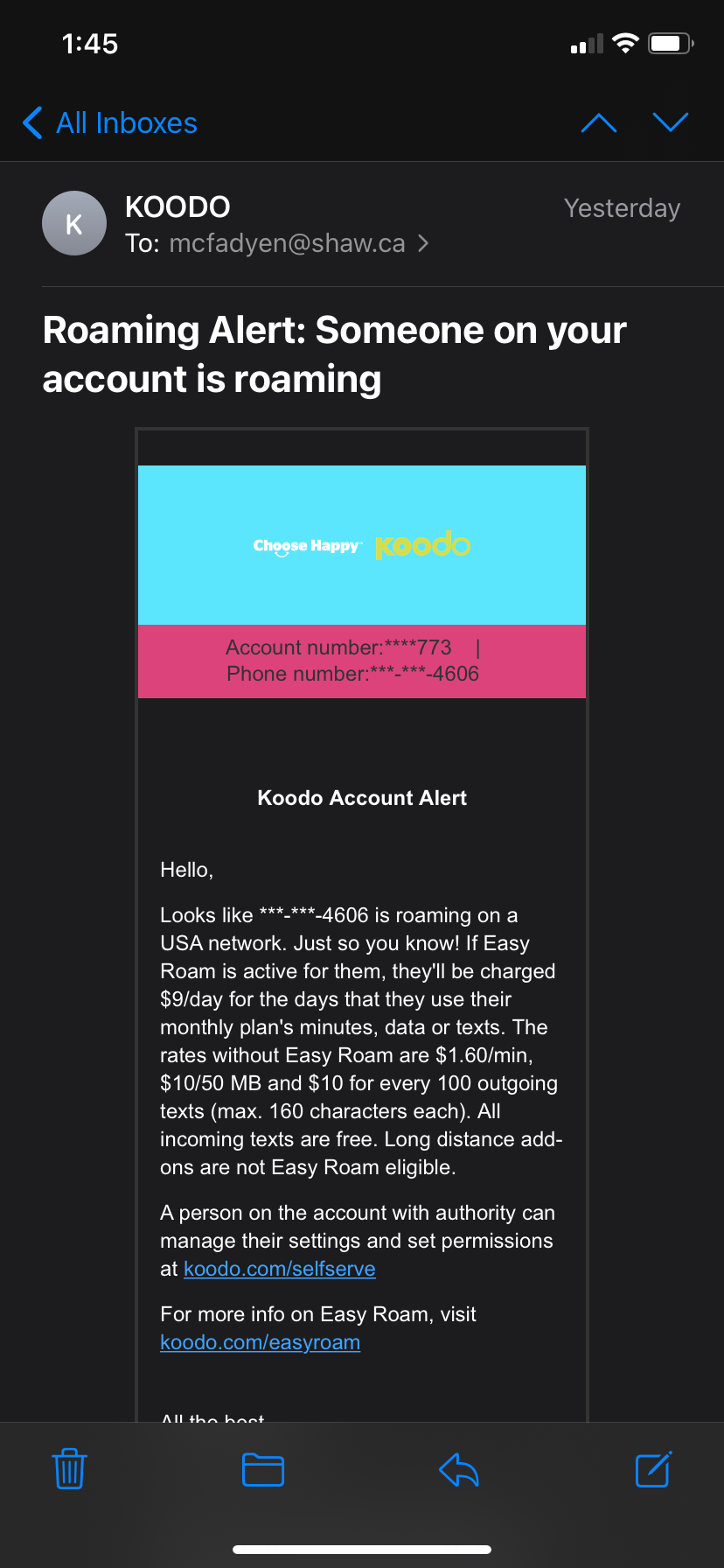 koodo email