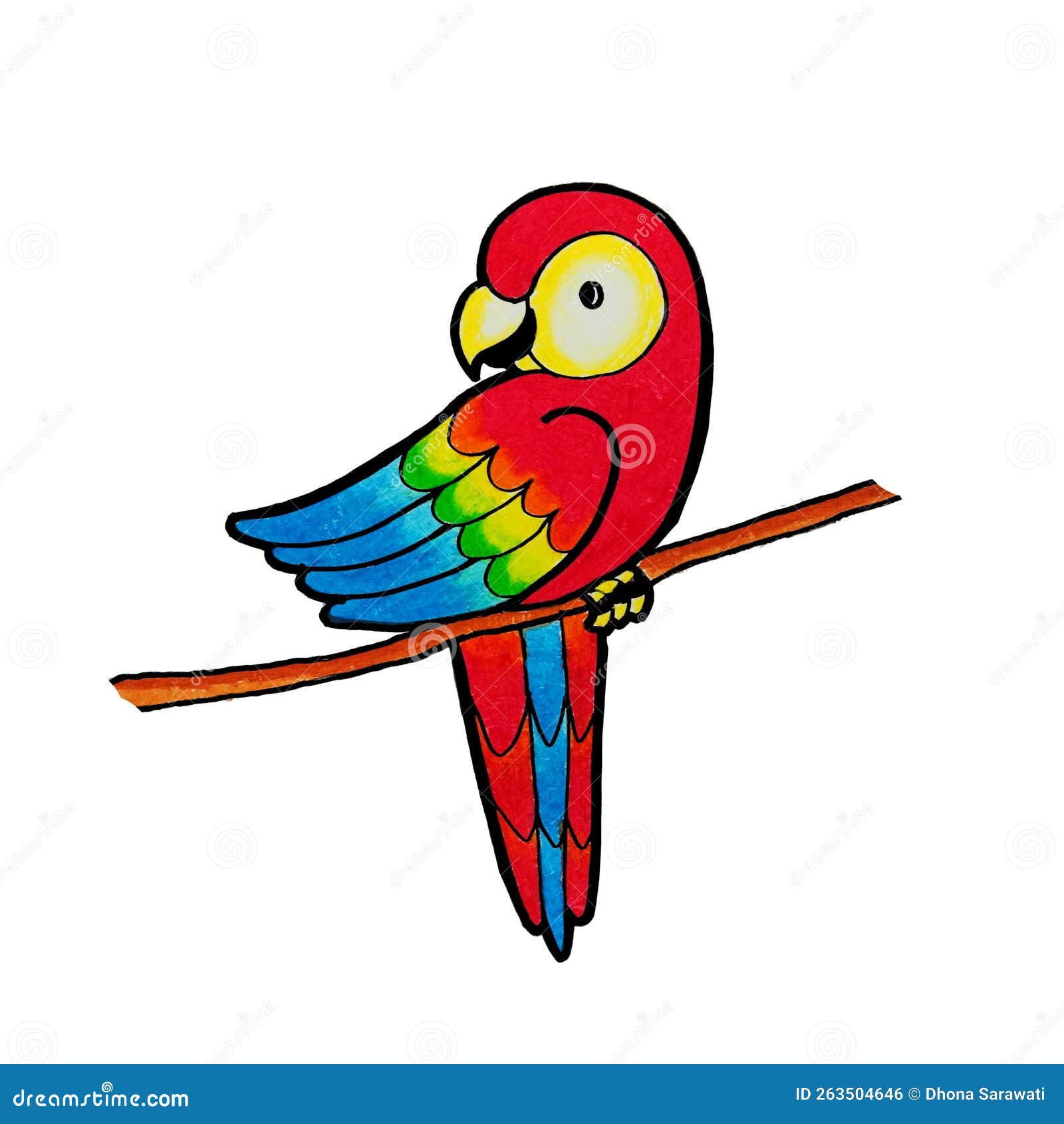 parrot drawing for kids