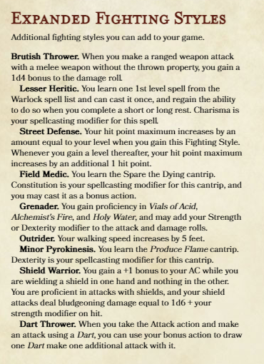 d&d fighting styles