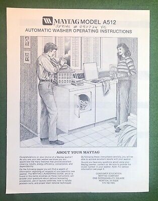 maytag operating manuals