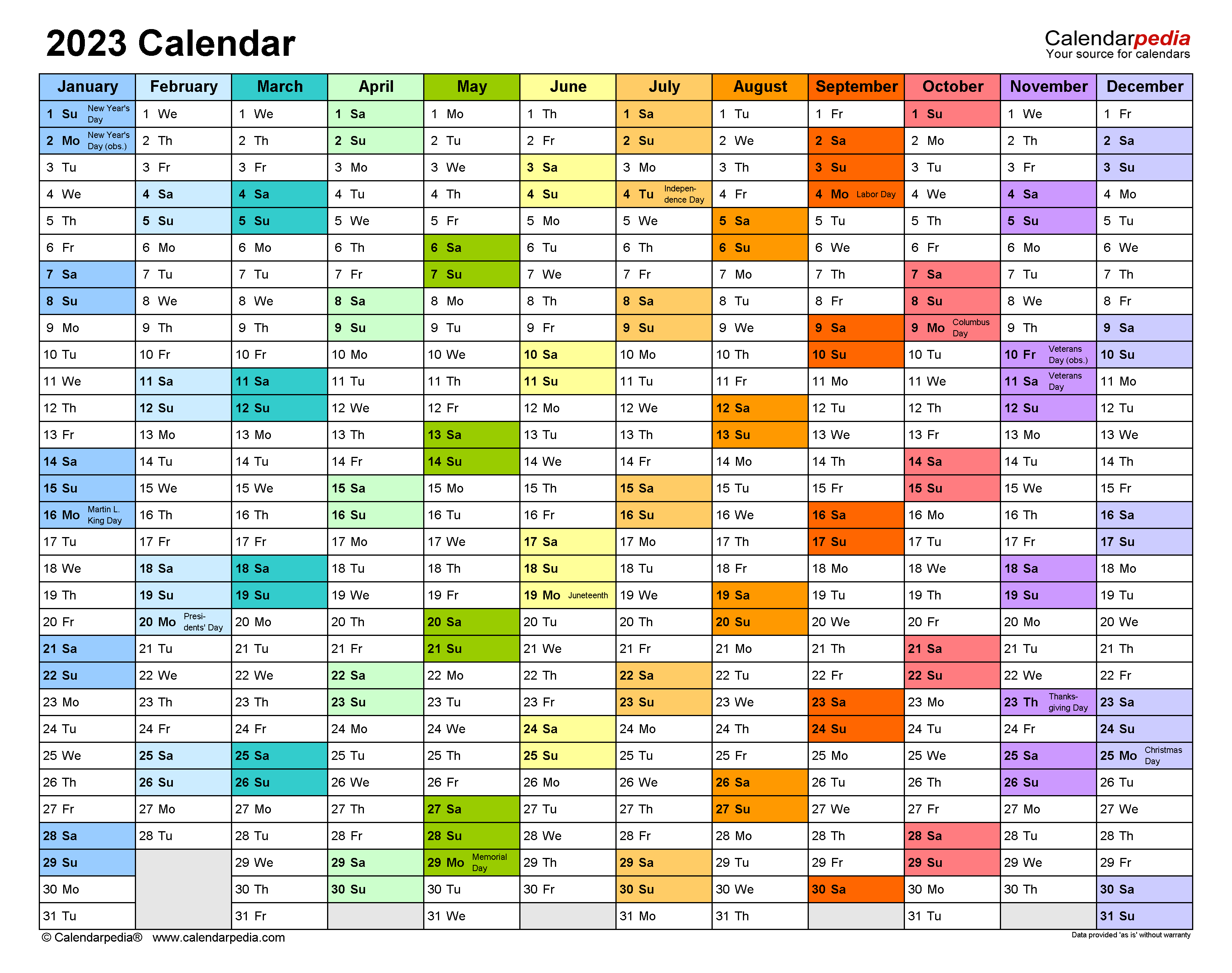 free employee vacation calendar template 2023