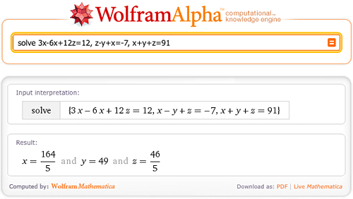 wolfram alpha equation solver