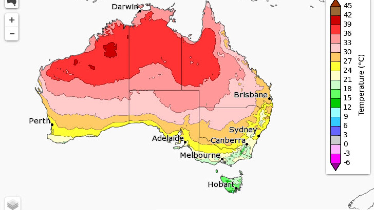 temperature in australia december