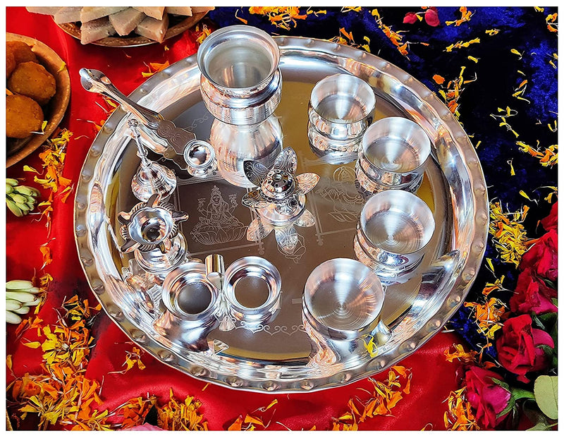 silver plated thali set