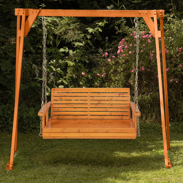 wooden swing bench