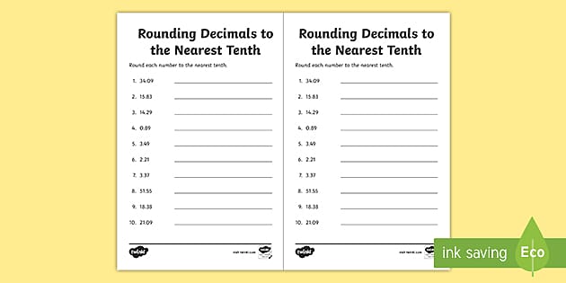 round to the nearest tenth worksheets