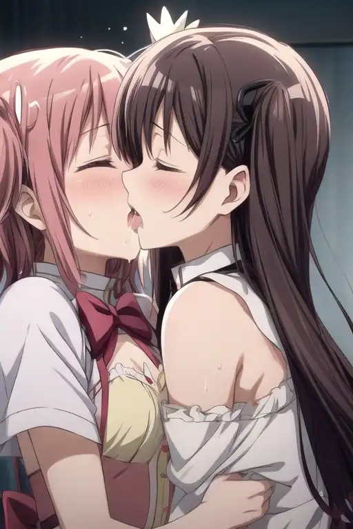 anime lesbian kiss