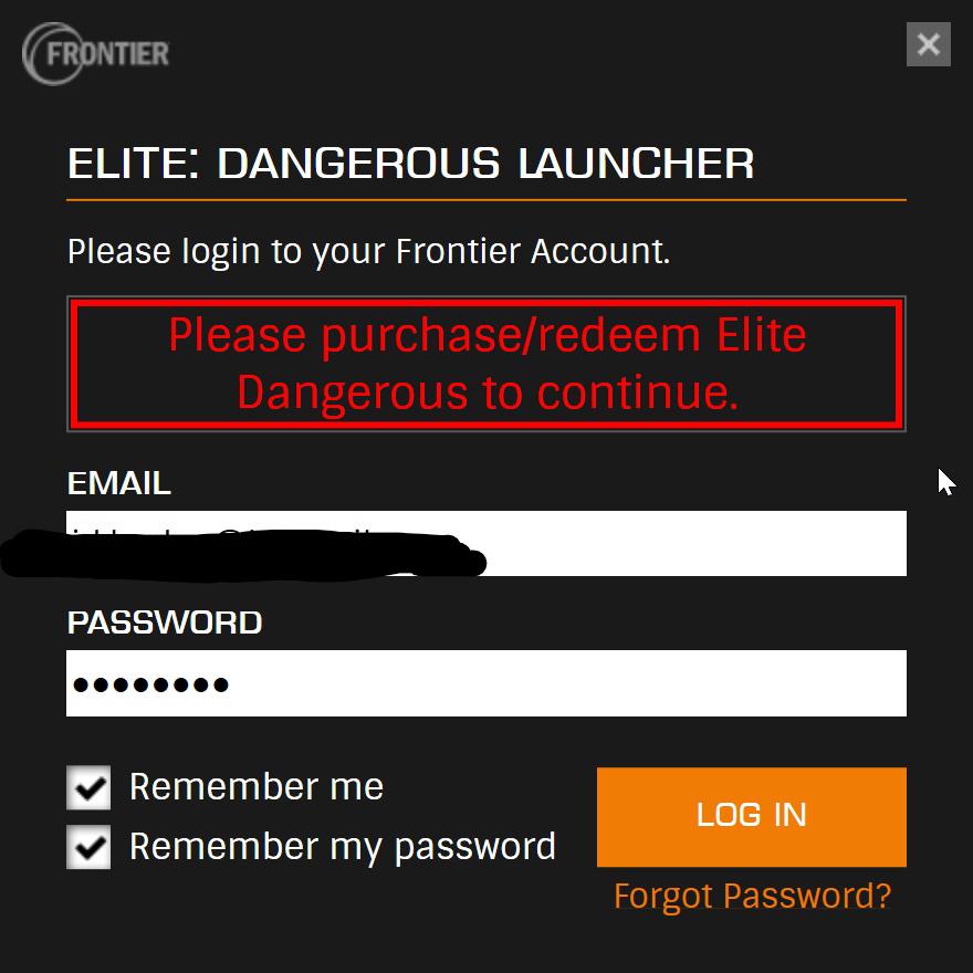 elite dangerous please purchase redeem elite dangerous to continue