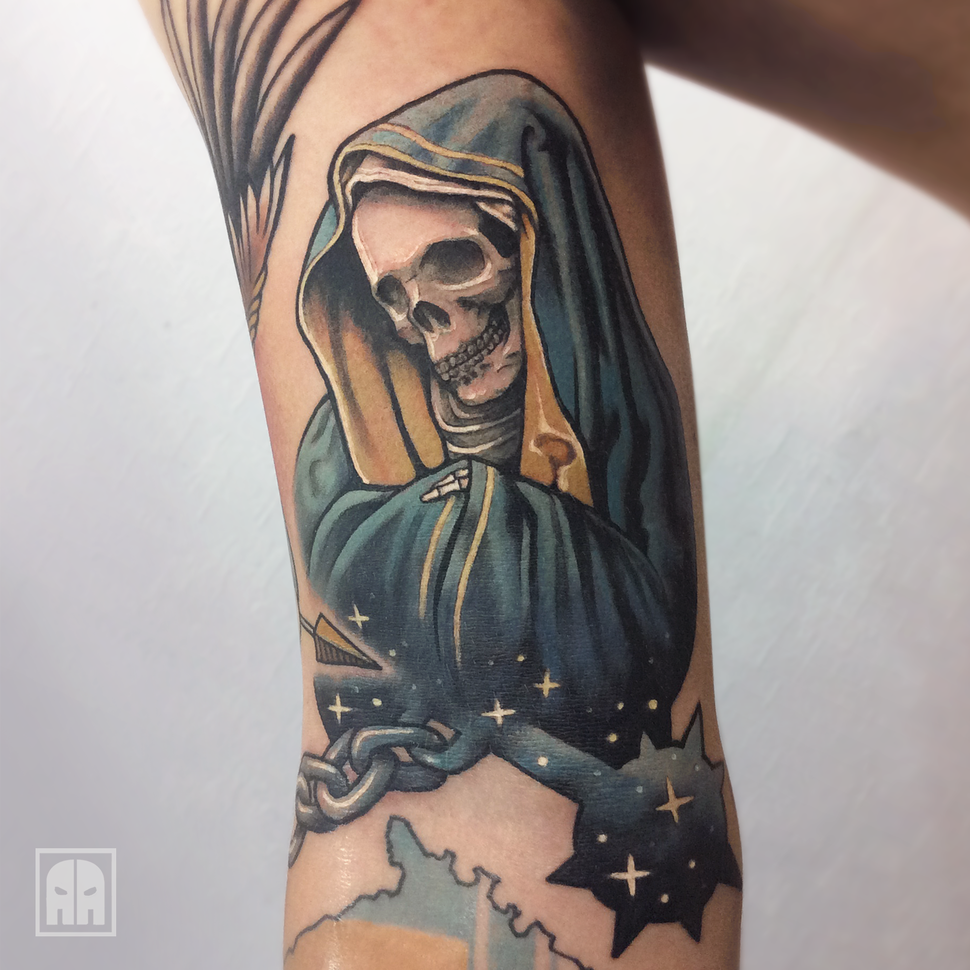 santa muerte tattoo traditional