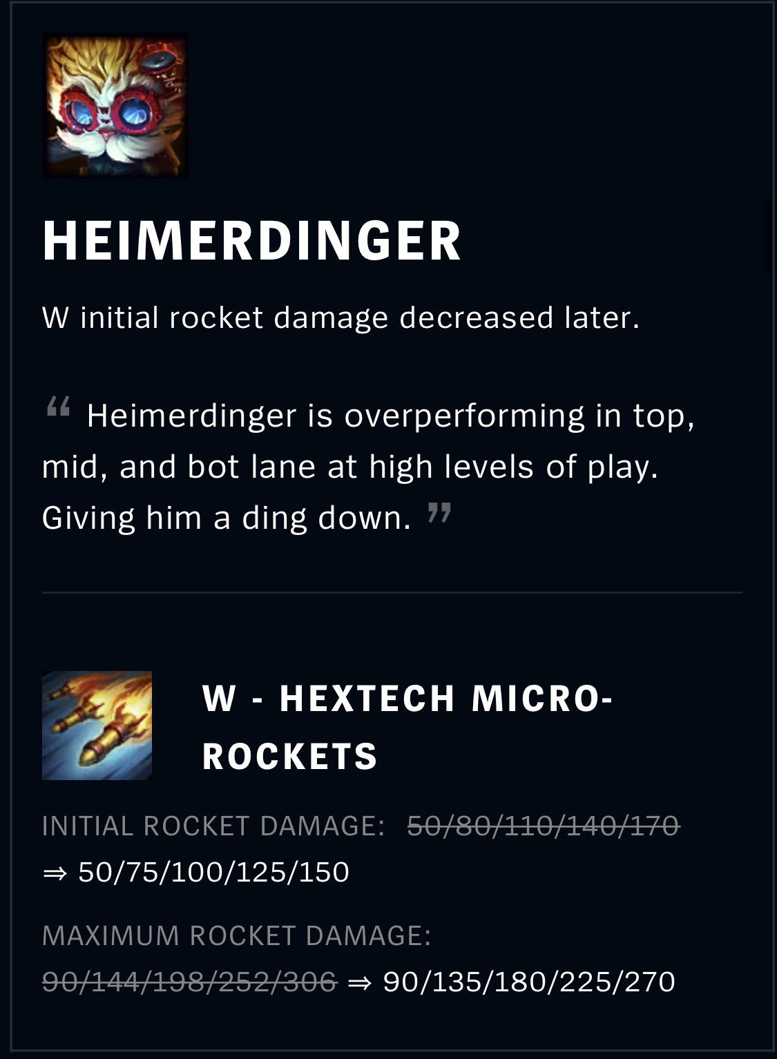 heimerdinger nerfs