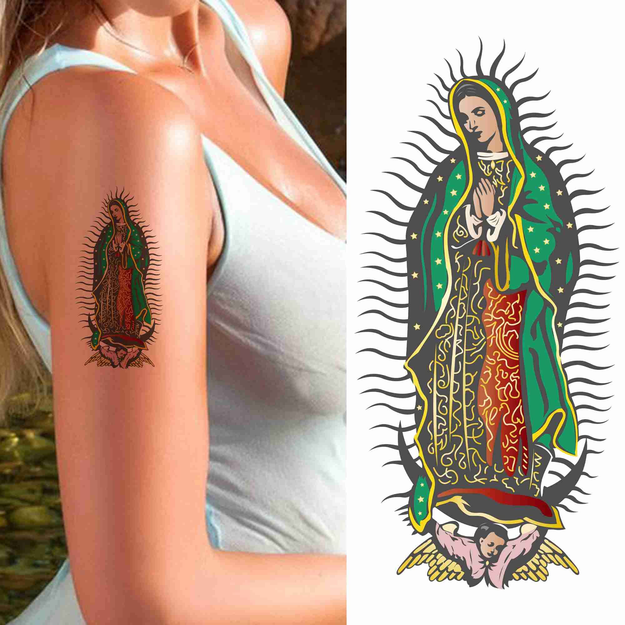 virgen de guadalupe tattoo arm