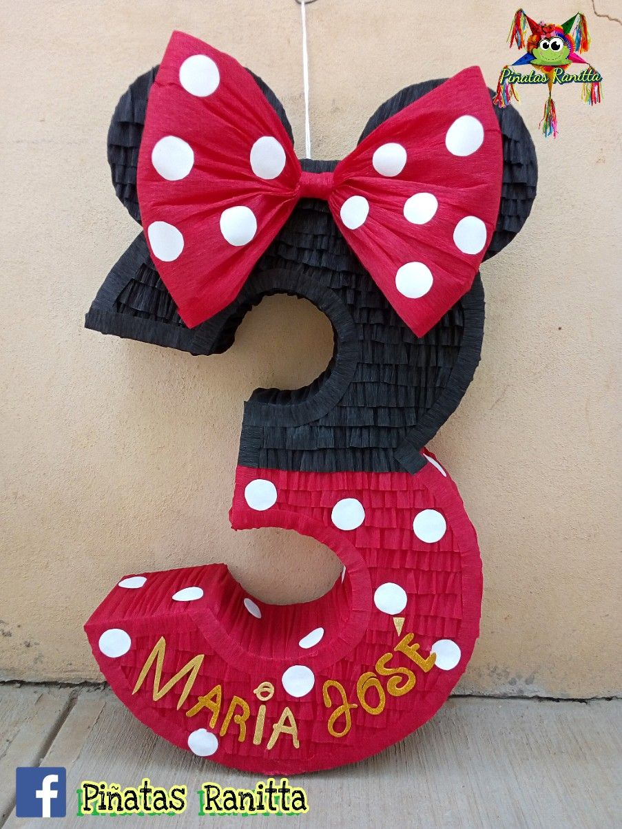 piñata del numero 3 de minnie