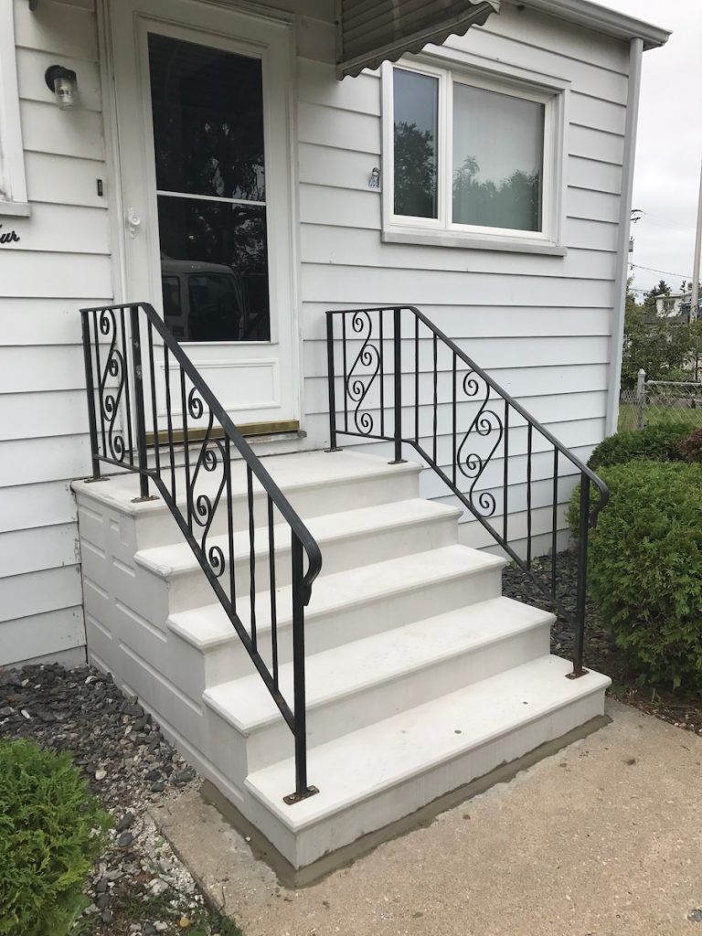 metal handrails for concrete steps