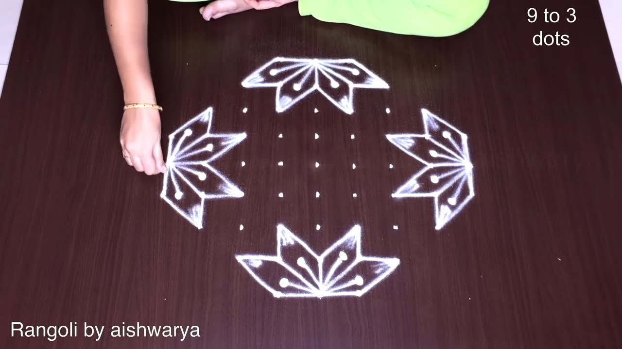 9 to 3 dots rangoli