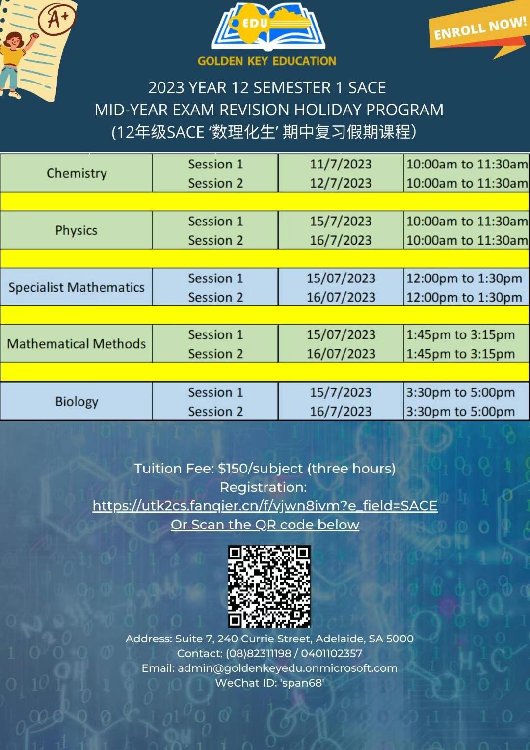 sace exam schedule