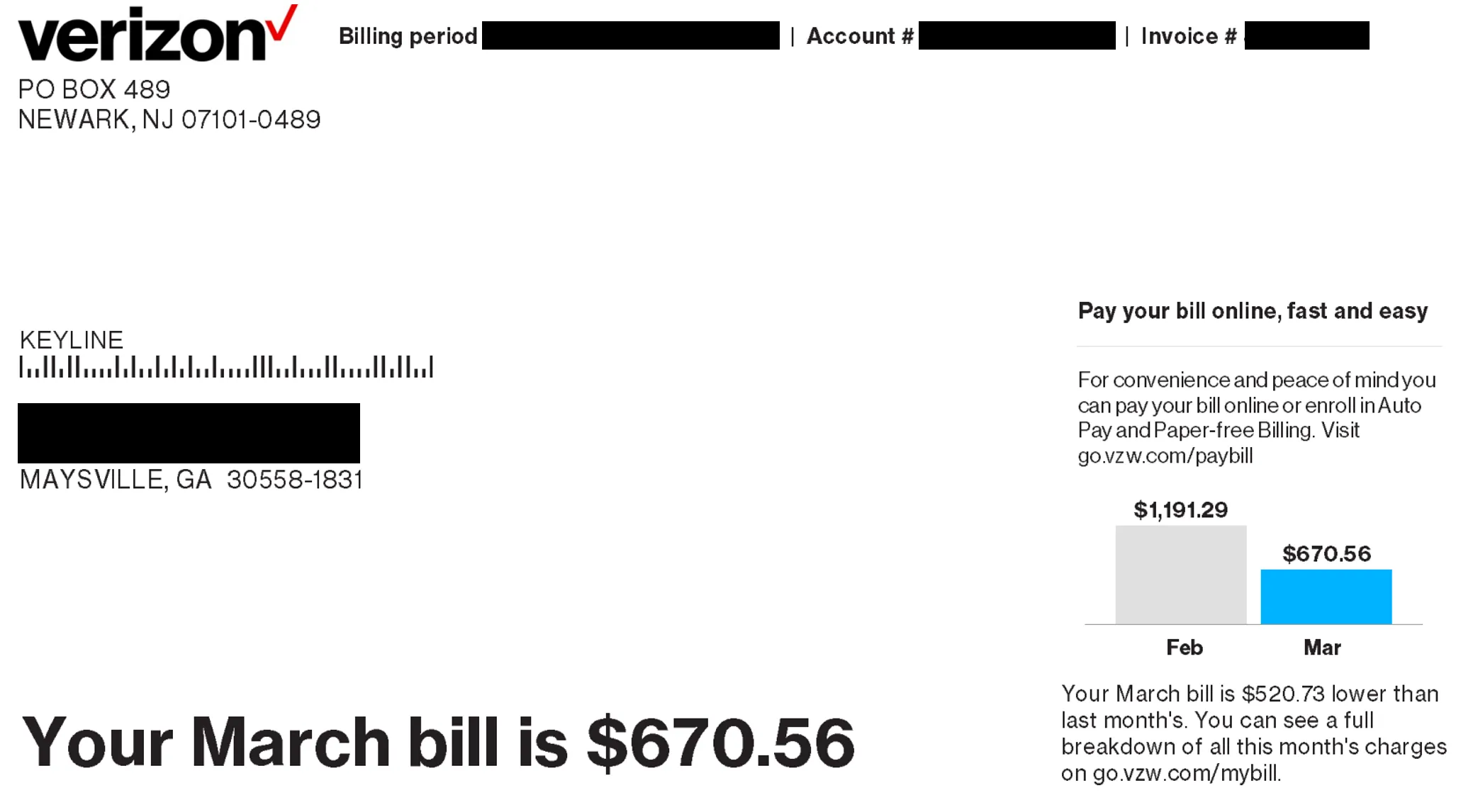 verizon auto pay number