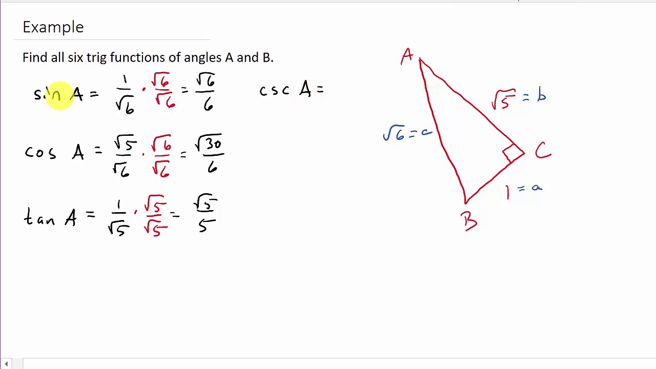 evaluating the six trigonometric functions