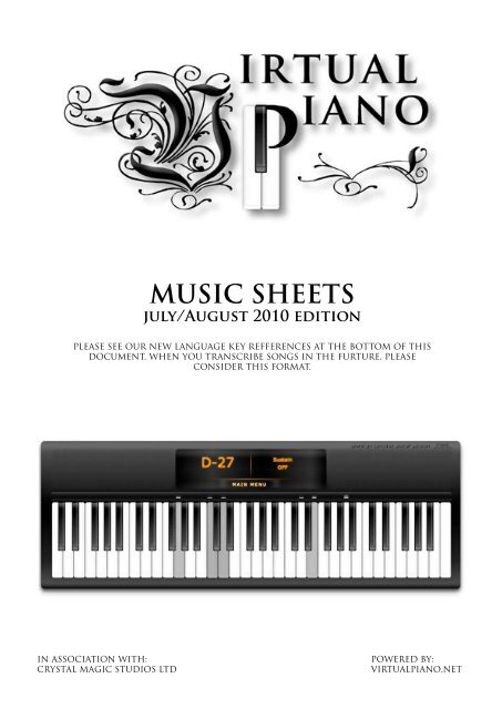 virtual piano music sheets