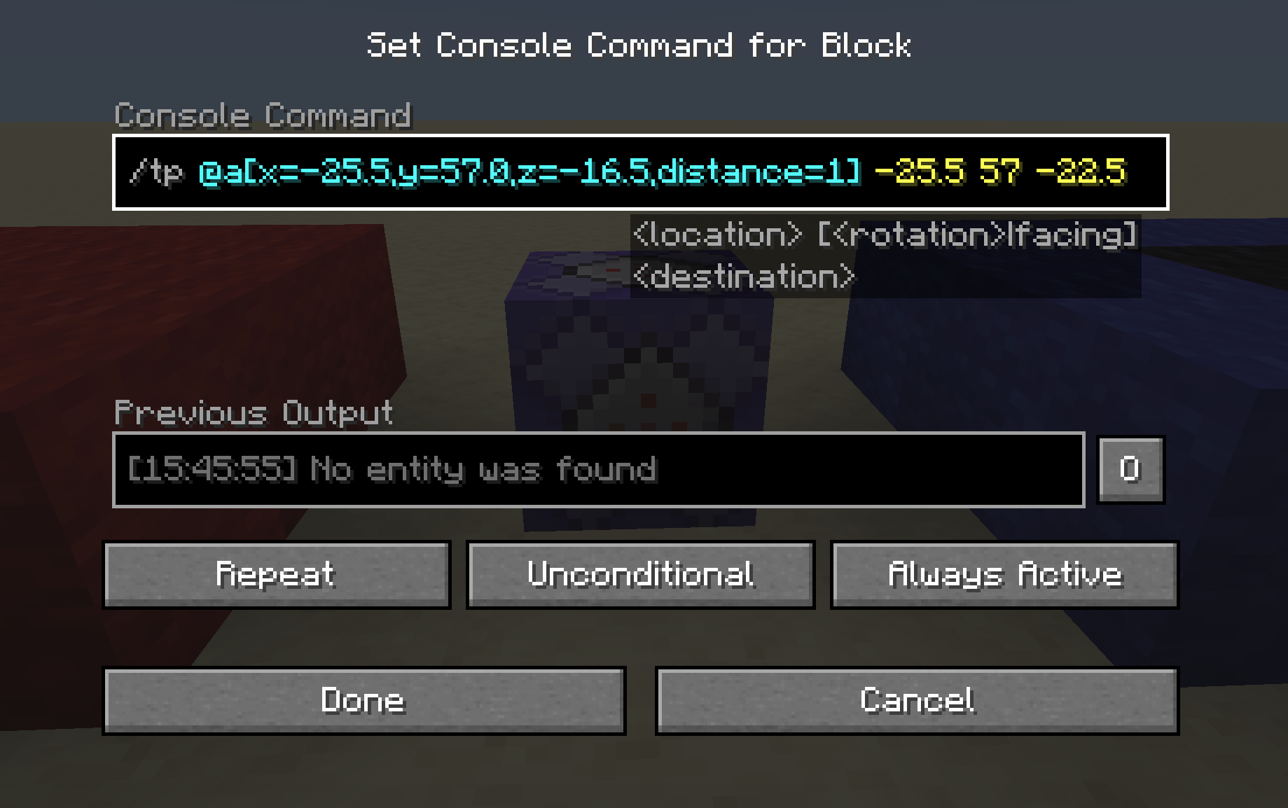 command block tp to coordinates