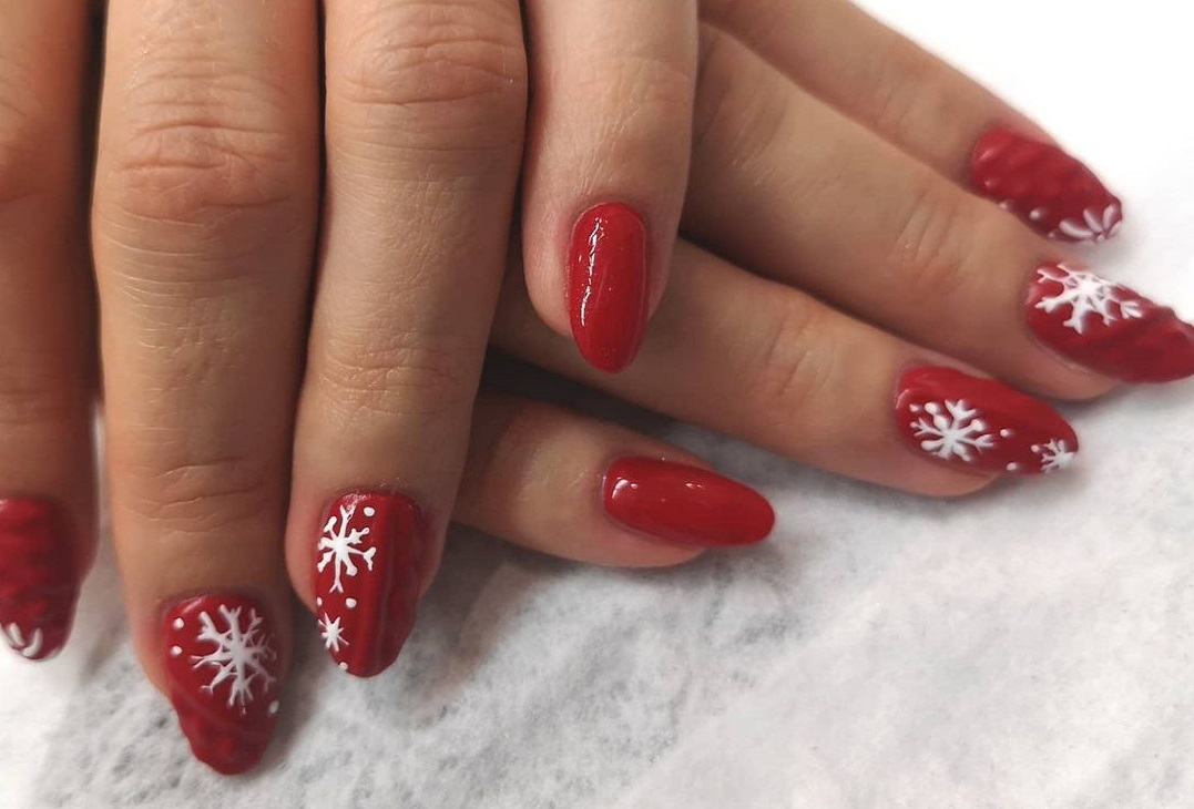 uñas de gel navideñas