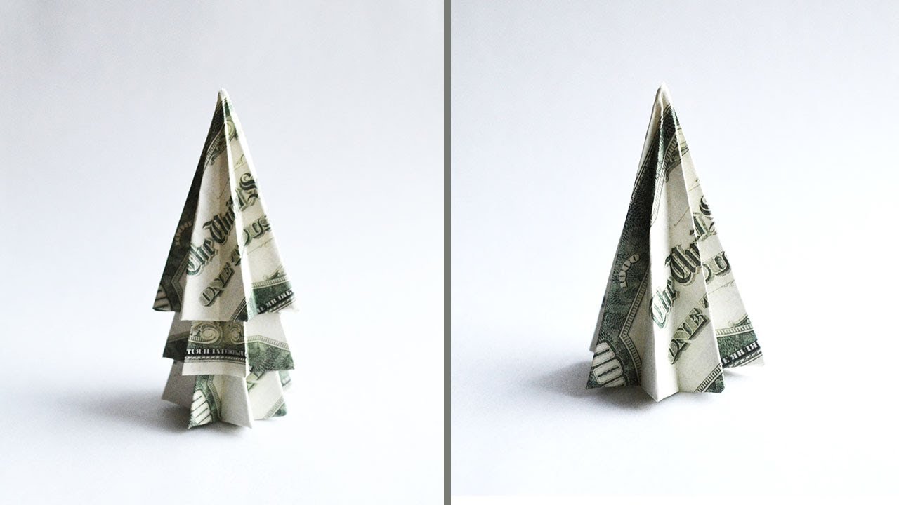 how to fold a dollar bill into a christmas tree