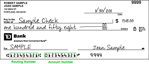 td check account number